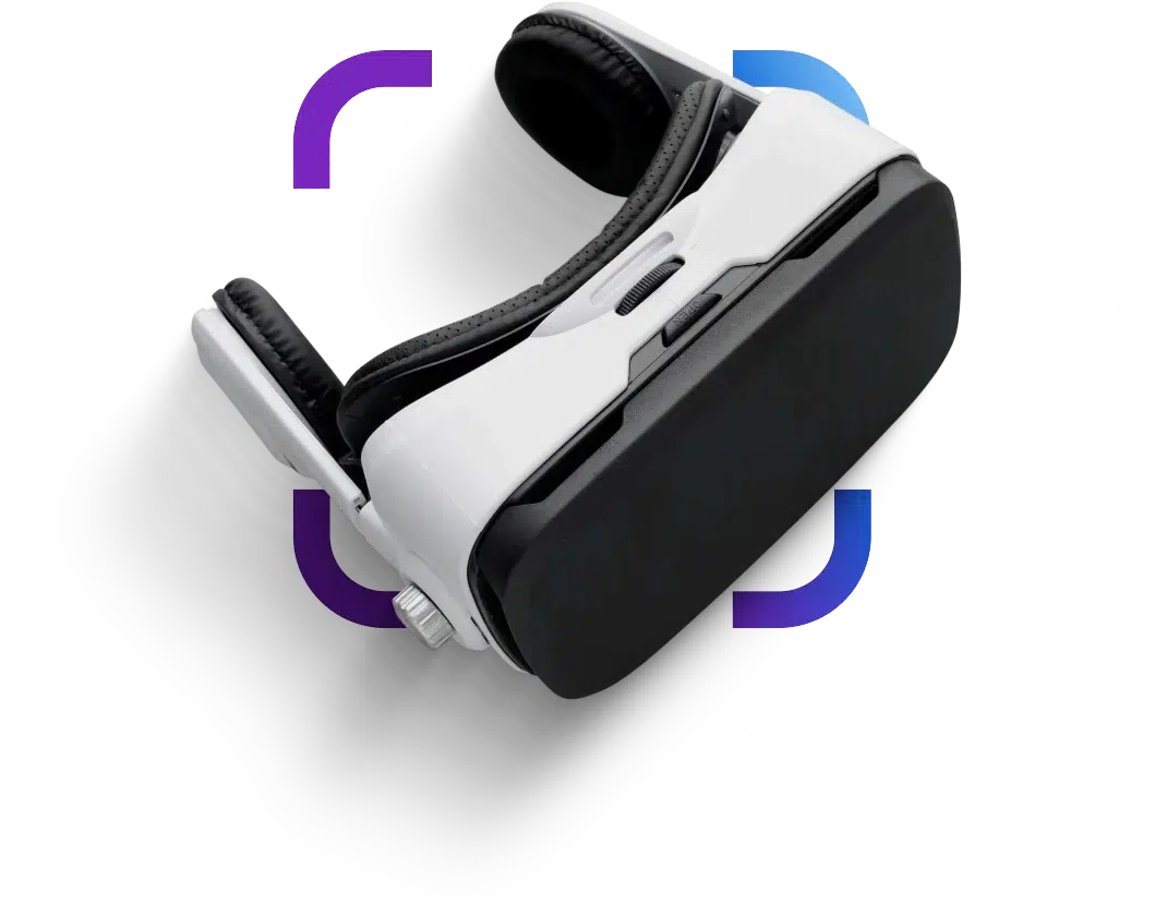 Groep collega's met VR-headsets geniet van virtual reality teamactiviteit tijdens een bedrijfsuitje op locatie.