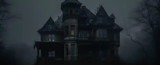 Teamactiviteit met angstaanjagende VR-horror op locatie, deelnemers met VR-headsets.